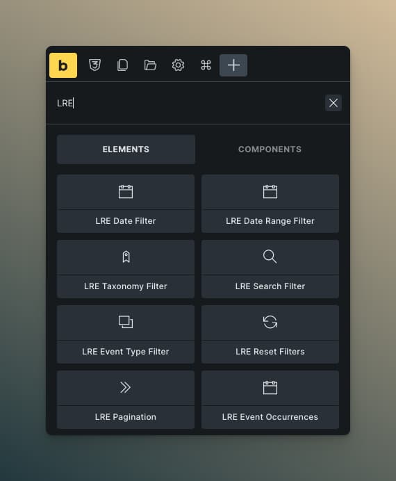 Filter Elements Panel